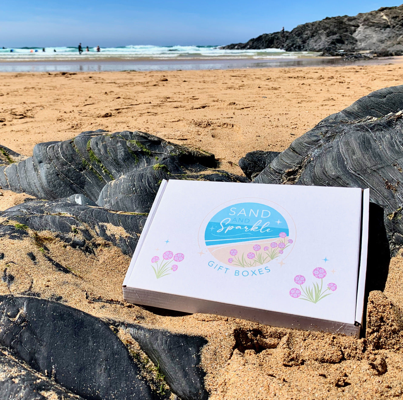 Eco Friendly Letterbox Gift Set pictured on the beach