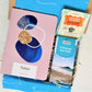 Mindfulness Gift Set with 'pebbles' coastal designed Notebook, artisan chocolate and herbal tea - Cornish made