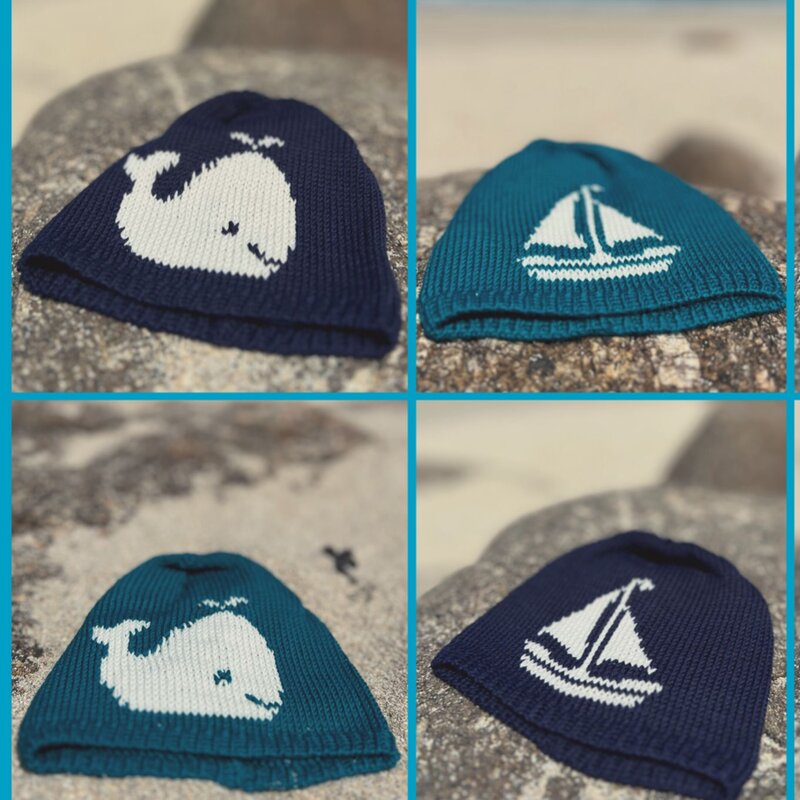 New Mum Gift Set - Merino baby beanies with coastal images on them